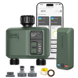 Shrivee Smart Irrigation Computer WLAN with 2 Zone Outputs and 5 Programmes Irrigation System with Rain Delay / Automatic Watering, Ideal for Greenhouse and Garden