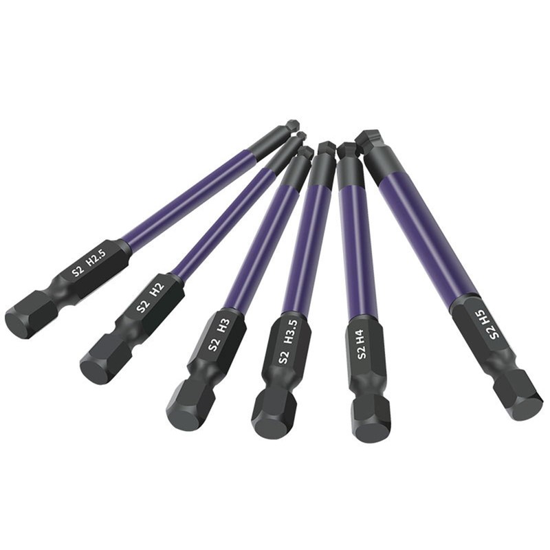 12 Pcs 75mm Hex Bit Set, 2MM-12MM 1/4’ Hex Shank