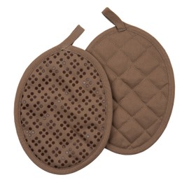 Sticky Toffee Silicone Pot Holders Set of 2, Brown, Heat Resistant to 500°F, Non-Slip Oven Hot Pads with Oeko-Tex Cotton Shell, 7 x 9 in