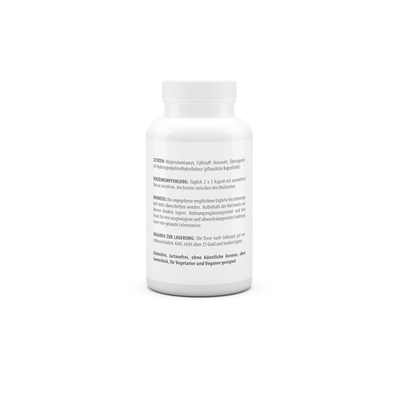 vitaworld Magnesiumtaurat, vegan, 300 mg elementares Magnesium pro 2 Kapseln,