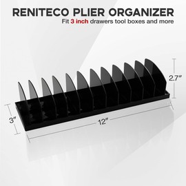 Reniteco Plier Organizer Black Pliers Holder With Adjustable Dividers Non-Slip Rubber Base for Customizable Versatile Plier Set Storage Rack