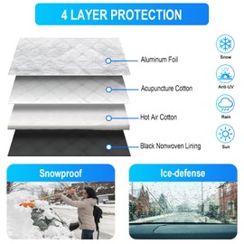 Karvipark Car Windscreen Cover, Magnetic Car Windshield Cover, Snow Ice Frost UV Protective Front Window Cover, Sun shade Snow Cover with Dust Water Resistent, Perfect for Most Vehicles All Weather