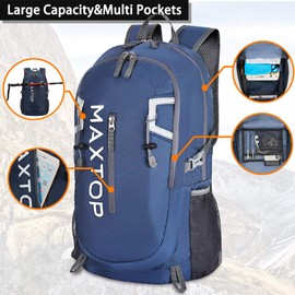 MAXTOP 50L Ultra Lightweight Packable Backpack With Wet Pocket Foldable Rucksack Water Resistent For Men Women Kids Outdoor Camping Hiking Travel Daypack Handy Durable