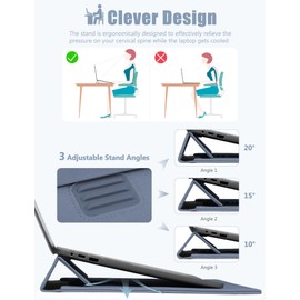 HYZUO 15 Inch Laptop Sleeve with Adjustable Stand Feature for MacBook Air 15 M4 A3241 M3 A3114 M2 A2941 2026-2023, MacBook Pro 15, 15" Surface Laptop 7/6/5/4, with Carrying Pouch, Haze Blue