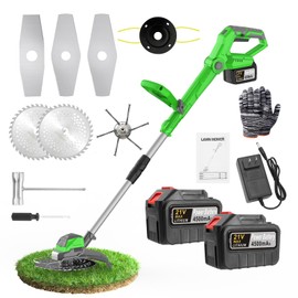 21V Electric Weed Wacker Cordless Weed Wacker with 2 x 4.5Ah Batteries, 960W Brushless Motor Weed Eater, 4-in-1 Multifunctional Grass Trimmer Lawn Tool Cordless Cutter Mower, Garden Gifts
