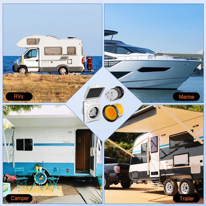 Nilight 30AMP RV Power Inlet Outlet Shore Power Kit w/Boot