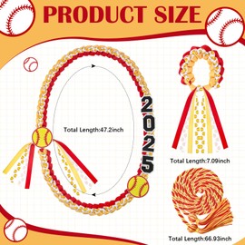 FuWeave 3 Pcs Senior Night 2025 Softball Graduation Ribbon Lei with Wristband,Honor Cord for Senior Graduation Party Gifts