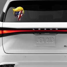 DF Trumpisher Trump Skull American Flag Vinyl Sticker Decal Car Truck SUV Van Window Bumper Wall Laptop Tablet Cup Tumbler | 4x4 Inches (2 Pack)