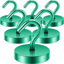 Neosmuk Magnetic Hook, 47 kg Magnetic Hook, Extra Strong for Locker Organiser, Neodymium Magnets, Hook Magnetic Very Strong for Workshop Furnishings, Rear Tent, Grill, Clothes Hooks, Green