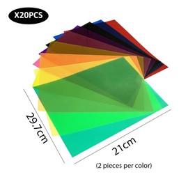 20 colour flakes, colour correction film, transparent colour filter, square colour transparent film, headlight colour film