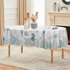 Horaldaily Summer Tablecloth 60×84 Inch Oval, Sealife Hippocampus Starfish Seaweed