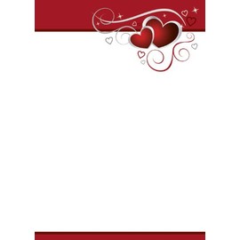 Briefpapier rote Herzen/Love 50 Blatt Motivpapier DIN A4 90 g/m² 5782