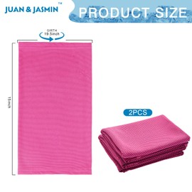 JUAN & JASMIN 2 Pack Cooling Towel (19.5"x15"), Soft Breathable Chilly Towel, Super Absorbent, Ice Towel-Ideal for Hiking, Running, Workout, Gym, Dancing, Camping, Fitness (Red)