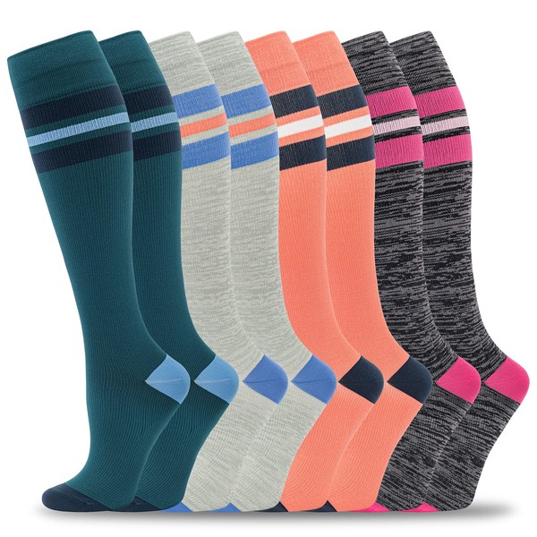 fenglaoda 8 Pairs Compression Socks for Men & Women 20-30