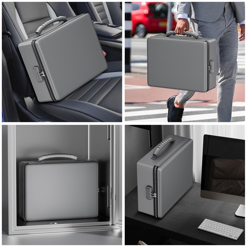 ENGPOW Fireproof Document Box, Hard Case File Box with Fireproof