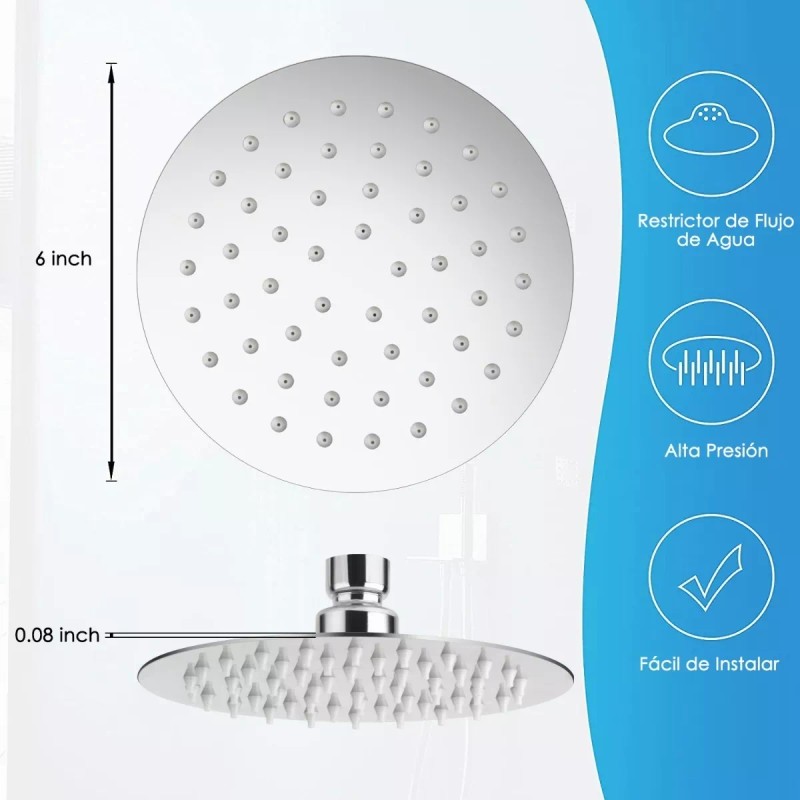 LSOTRAIN Ducha Lluvia Alta Presión Cabezale Ducha Acero Inoxidable