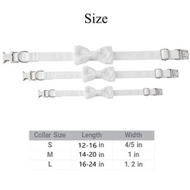 Bnibol Unique Wedding Dog Collar Bow Tie, White Cotton Dog Collar with Adjustable Metal Buckle,Suitable for Small Dogs. (Wedding S)
