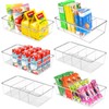 6 Pack Food Storage Organizer Bins Clear Plastic Removable Snack