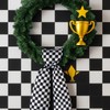 NUVCELKA Checkered Racing Wreath Sash for Front Door, Black White