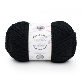 Lion Brand Yarn Feels Like Cuddles, Bulky Yarn for Knitting and Crochet, Licorice, 1 Pack