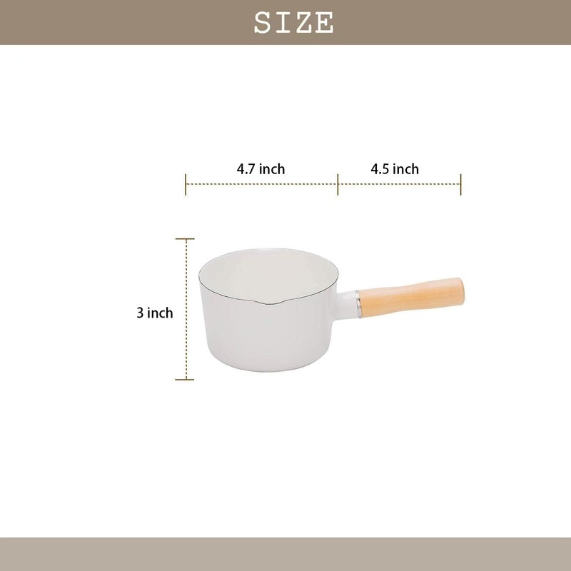 FYUEROPA Enamel Milk Pot, Butter Warmer Non-stick Mini Saucepan, 4.7
