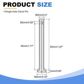 sourcing map 6Pcs 3/16" x 2" Single Hole Clevis Pins, 304 Stainless Steel Flat Head Clevis Pins Hitch Pin for Trailer Latch, Mechanics Repair, Furniture Installation, Industrial Equipment