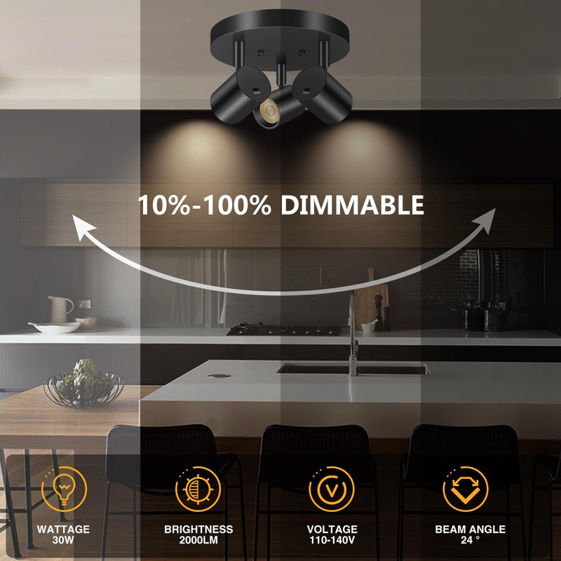 VANoopee 5 Color 3 Light LED Ceiling Spot Light Indoor