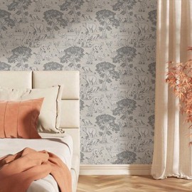 MuralPeel Cream Grey Animal Forest Grizzly Deer Tree Modern Peel and Stick Wallpaper Self Adhesive Removable Easy Peel Off Contact Paper Stick on Wall Paper for Bedroom Cabinet Renter Friendly