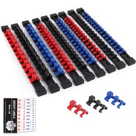 SWANLAKE GARDEN TOOLS 9-Piece Premium Socket Holder Organizer Set, 1/4-Inch x 48 Clips, 3/8-Inch x 45 Clips, 1/2-Inch x 36 Clips, Premium Quality Socket Clip Rail Holder