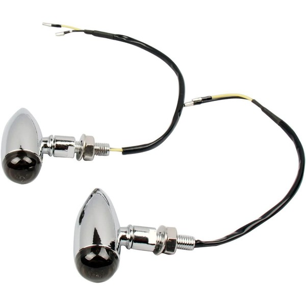 MotorToGo Chrome Bullet Motorcycle LED Turn Signal Indicators Blinkers with