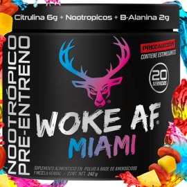 Woke Af Pre Workout Estimulante + Beta Alanina + Citrulina Bucked Up Sabor Miami