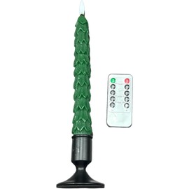 Christmas Tree Candles with Remote, Real Wax Taper Flameless Candle with Holder, 9.8 Inch Battery Operated Window LED Candlesticks, 3D Flame Flickering with Timer for Christmas Decorations, 6 Pcs
