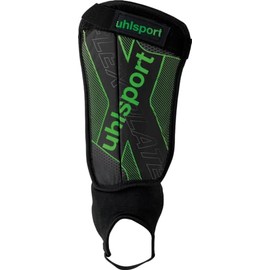 UHLSPORT Unisex - Adult Flex Plate Shin Pads, Black/Fluo Green/Silver, XS