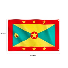 Runesol Grenada Flag, 91x152cm, 3ft x 5ft, 4 Grommets, Eyelet In Every Corner, Caribbean Flag, Concepcion, Grenadian, Premium Flags, Inside, Outside, Banner, Vivid Colours