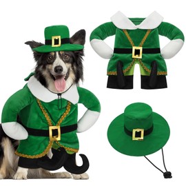Hollowfly St. Patrick's Day Dog Costume Walking Leprechaun Dog Costume Irish Costume for Dog Funny Pet Costume with arms Irish Holiday Day Pet Outfit Accessories for Cats Dogs Pet(M)