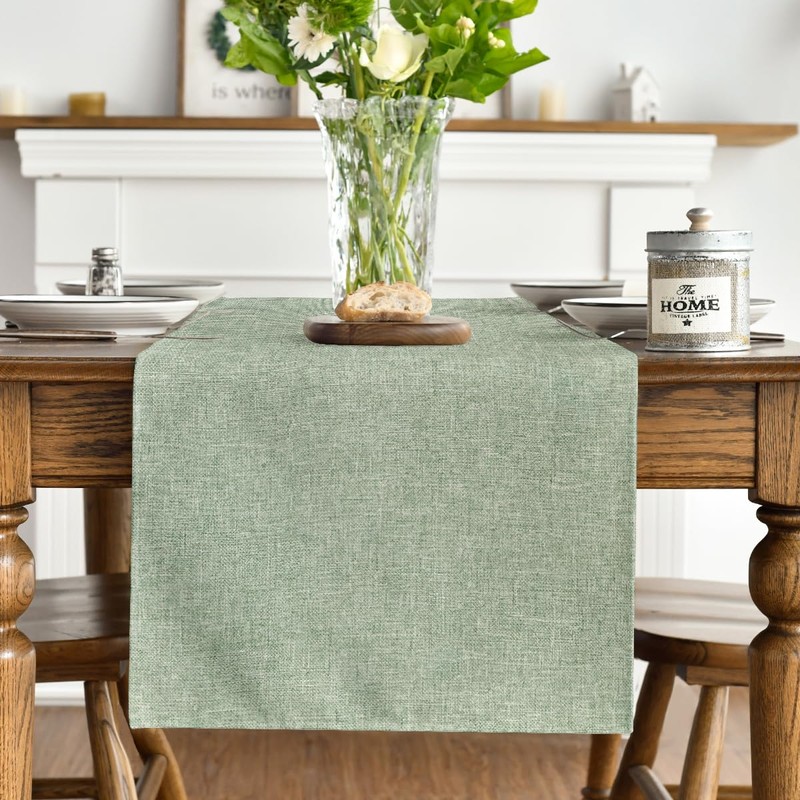 Artoid Mode Sage Green Summer Table Runner, Seasonal Fall Winter
