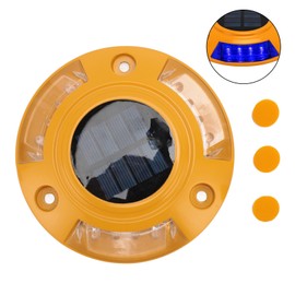 Solar Road Stud Light IP68 Waterproof Automatic Aluminum Alloy LED Dock Lamp for Ground Deck Pathway 1.8W 6V Blue Lamp