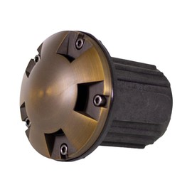 Lumen Logic 12V Brass In-Ground Well Light (Turret Top) with 5W 2700K MR16 LED Bulb & PVC Sleeve