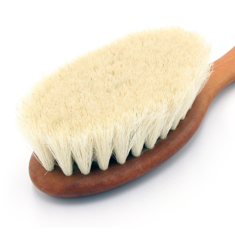 Baby Hair Brush Pear Wood Oiled 150mm Pure Soft Goat