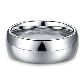 TRUMIUM 8mm Tungsten Carbide Ring for Men Women High Polish Plain Dome Tarnish Resistant Comfort Fit Wedding Band Size 10.5