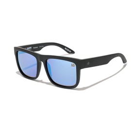 Spy Montana Sunglasses Soft Matte Black with Happy Boost Polarized Ice Blue Mirror Lens + Case