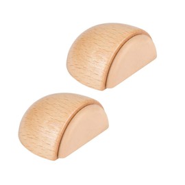 LouMaxx Wood Door Stopper, Set of 2, Beech, Floor Mount, 49 x 38 x 23 mm