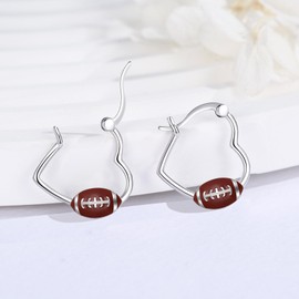 Sports Earrings 925 Sterling Silver Hypoallergenic Heart Ball Hoop Earrings Sports Earrings for Women Pickleball Gifts for Women, Sterling Silver