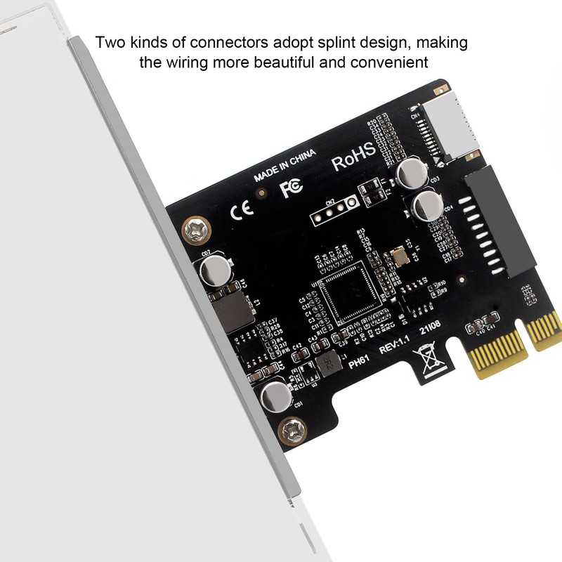Expansion Card PCIE to USB 19Pin Good Conductivity One Piece