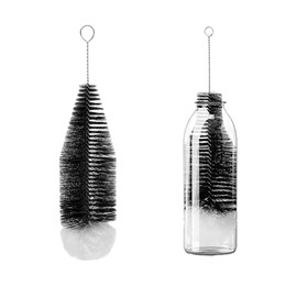 ZAAWUUT Soda Glass Bottle Cleaning Brush,13 Inch Large Cleaner,Long Bottle Washing Brushes for Soda Bottle Neck Bottle Vase (Black, Large)