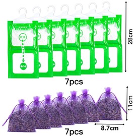 Pack of 7 dehumidifiers, 50 g lavender bags, 7 bags, scented sachets for wardrobe, dehumidifier cabinet, lavender bags for wardrobe, removes moisture and bad odours in clothes