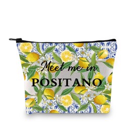 XYANFA Positano Lemon Cosmetic Makeup Bag Positano Travel Present Meet Me In Positano Italian Amalfi Coast Souvenirs Travel Bag (POSITANO makeup bag)