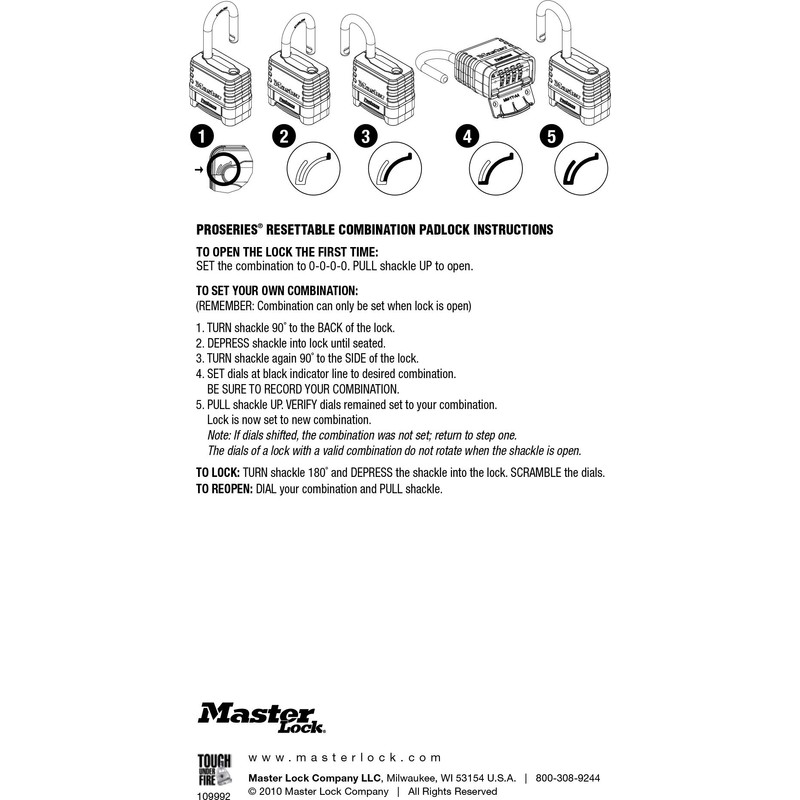 Master Lock 1177D 2-1/4in (57mm) Wide ProSeries Shrouded Brass Resettable
