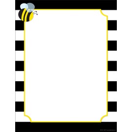 Barker Creek Designer Computer Paper, Wide Stripes with Bee, 8.5” x 11”, Decorative Printer Paper, Stationery, 50 Sheets per Pkg, Home, School and Office Supplies (743)