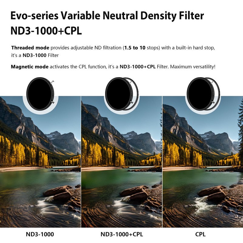 H&Y 72mm Variable ND Filter Lens Filter Variable ND3-1000 Neutral